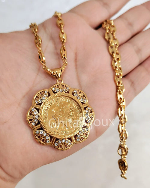 Collier grains de café et pendentif Lwiza